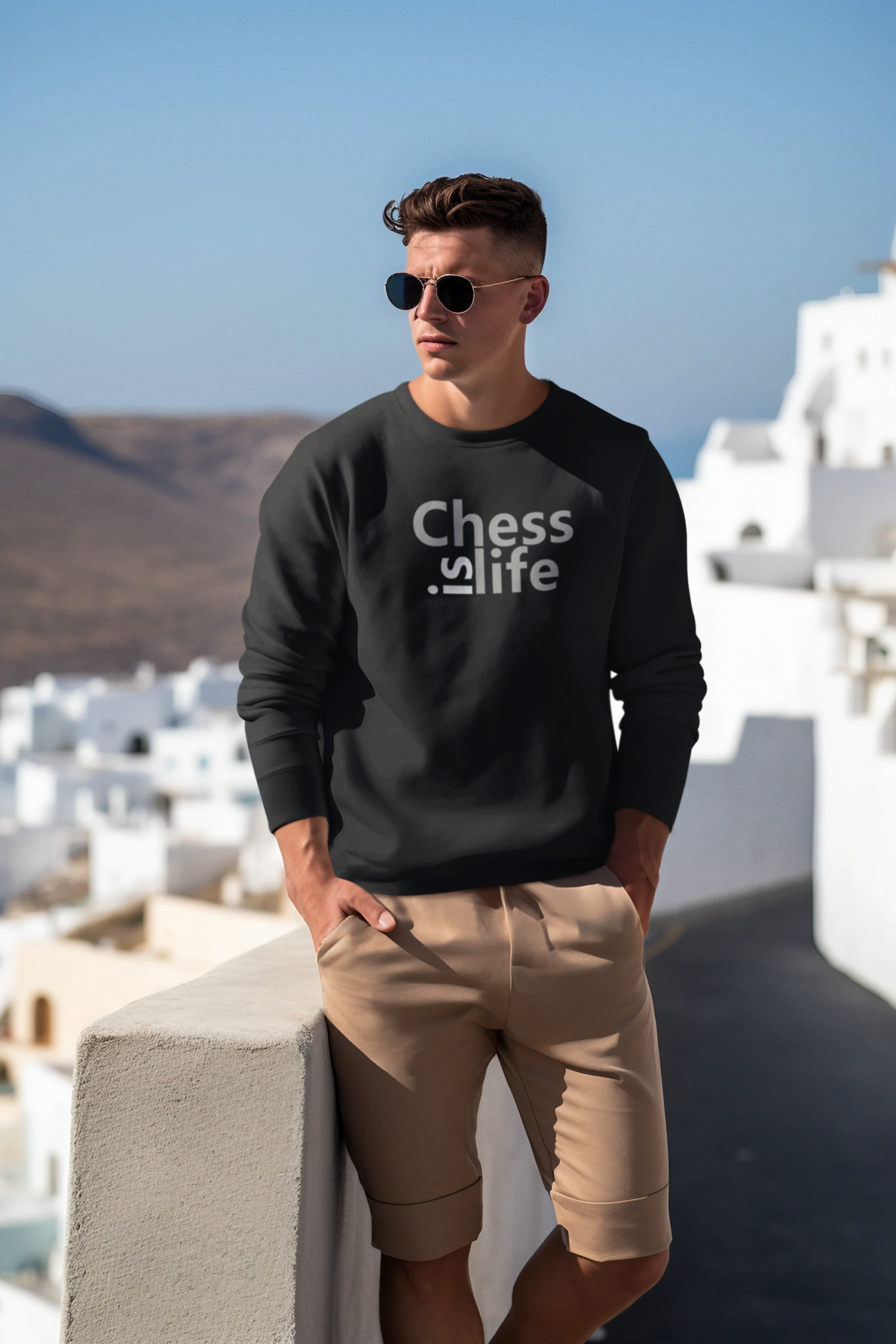 sweatshirt-mockup-of-an-ai-created-man-wearing-an-old-money-style-outfit-m39414(1) Satranç Temalı Erkek Sweatshirt – 4 Farklı Tasarım - Görsel 1